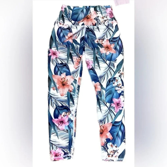 Evolution and Creation Pants - Ankle length high waist tropical print leggings
